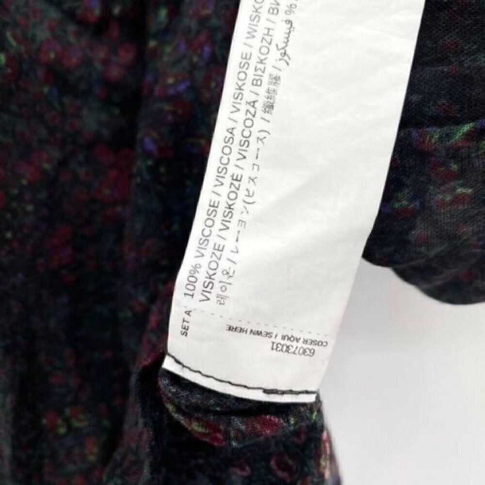 Mango Sheer Black Boho Floral Peasant Blouse - Picture 8 of 8